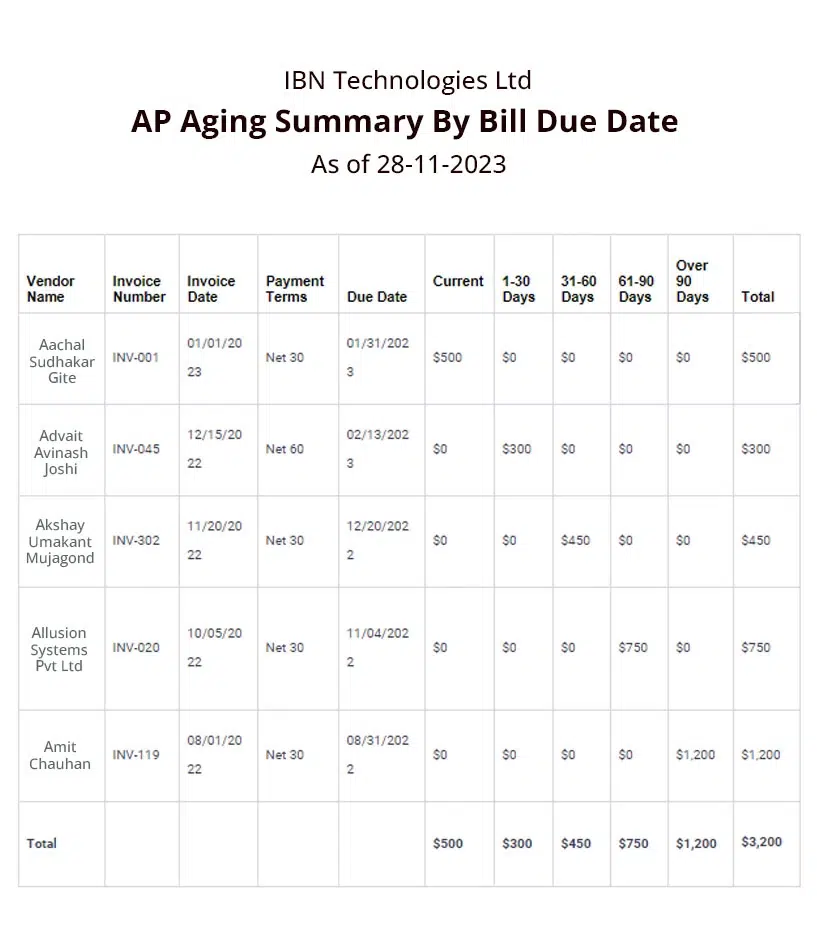 AP Aging Report Chart